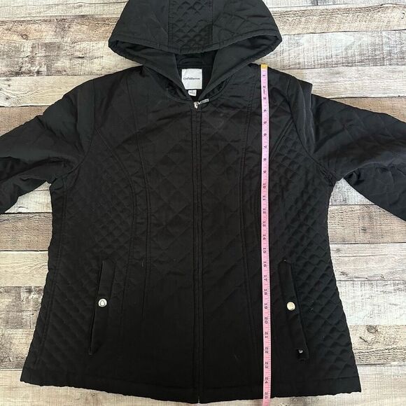 Croft & Barrow Women’s Black Quilted Puffer Hooded Zip Up Jacket | L - Picture 4 of 6